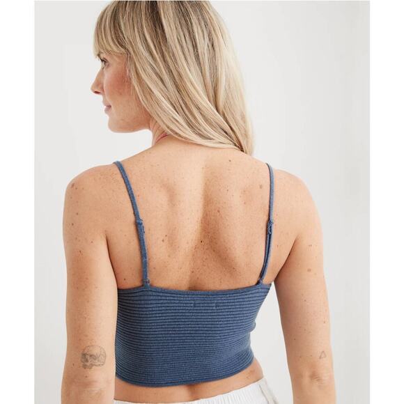 Aerie Women’s Cross Front Sweater Tank Top Marbled Blue size medium - Picture 2 of 7